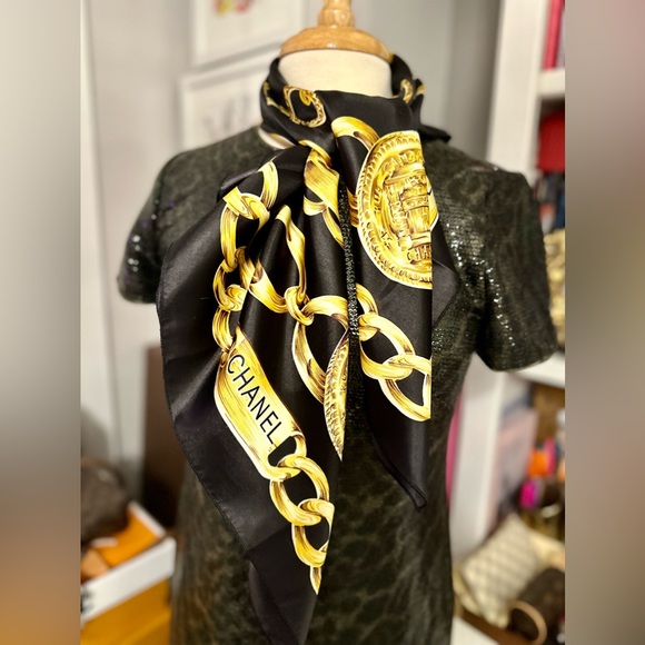CHANEL Accessories - Chanel Silk Scarf 💛🖤 w BOX
